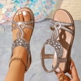 thumbnail image 3 of Rokment Women's Sparkling Rhinestones Wedge Heels Dressy Sandals Ethnic Bohemian Beach Summer Open Toe Slingback Mid Heels for Bride Wedding Banquet Gold Size 8.5, 3 of 8