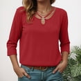 thumbnail image 2 of Godom Tops for Women 3/4 Sleeve Crewneck Cute Basics Tees Casual Fashion Summer T Shirts Business Work Tee Top, 2 of 6