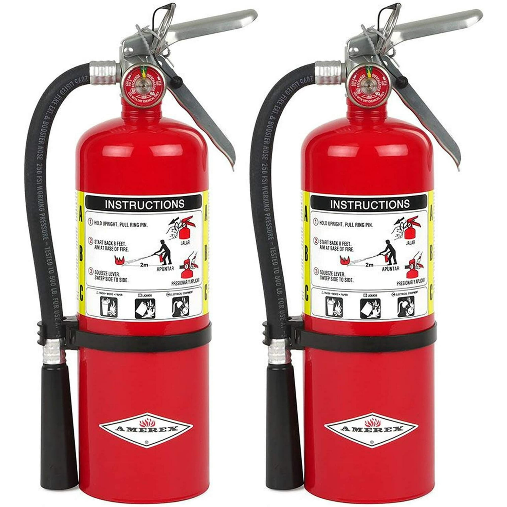 Amerex B500, 5lb ABC Dry Chemical Class A B C Fire Extinguisher, Pack of 2 