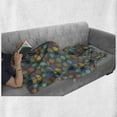 thumbnail image 6 of Modern Soft Flannel Fleece Throw Blanket, Geometrical Sketchy Abstract Image with Colorful Circles on Jade Green Backdrop, Cozy Plush for Indoor and Outdoor Use, 70" x 90", Multicolor, by Ambesonne, 6 of 6