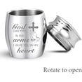 thumbnail image 4 of Small Urns for Ashes Mini Cremation Urns Ashes Keepsake Memorial Stainless Metal Funeral Urn Cross Burial for Pet Human Dog Cat 1.57x1.18 Inch-God Has You In His Arms I Have You In My Heart, 4 of 9