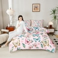 thumbnail image 4 of Castle Fairy 3-Piece Queen Size Comforter Set - Butterfly Vintage Flower Watercolor Print, 4 of 8
