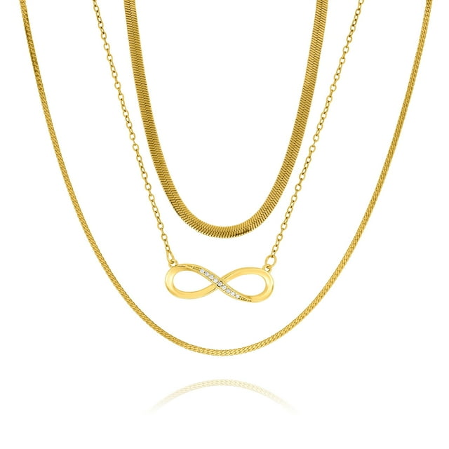 Juego de 3 Collares JeenMata con Colgante de Símbolo de Infinito en Oro Amarillo