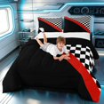 thumbnail image 3 of Erosebridal Checkered Flag Queen Comforter Set, Racing Comforter Sets Queen, Red Stripe Checkered, Black Reversible 3-Piece 1 Comforter and 2 Pillowcases, 3 of 6