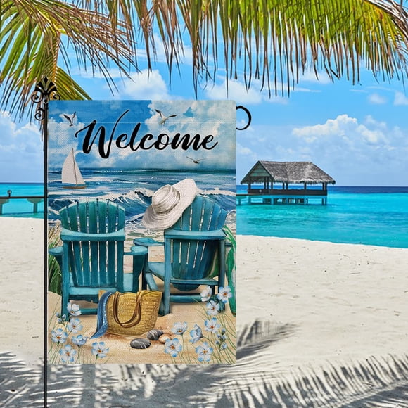 Amzcrzy Decorative Flags Summer Series Garden Flag Summer Cool Printed Patio Flag Home Welcome Flag Beach Decoration Flag Halloween Decor Garden Decor Halloween Decorations Outdoor Fall Decor