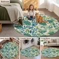 thumbnail image 5 of Green Palm Leaf Large Round Rug 8 FT, Non Slip Living Room Area Carpet, Tropical Plants Retro Pastoral Summer Washable Soft Circle Rug Non-Shedding Floor Carpet for Bedroom Office Dining Room, 5 of 9