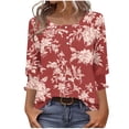 thumbnail image 2 of Vetsdori Womens Tops Three Quarter Sleeve Tunic Pullover Button up Dressy,Graphic Trendy Lightweight T-shirts for Womens Summer, 2 of 7