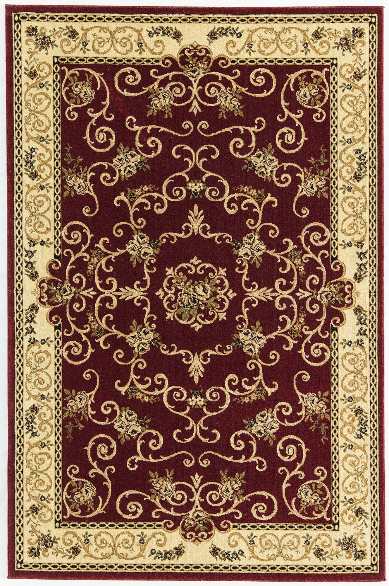 Rugs America New Vision Rectangular Florals Traditional Area Rug, Beige