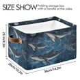 thumbnail image 4 of WOBOGO Whale Stars Square Storage Basket with Waterproof Canvas and PE Lining Durable PU Leather Handles 14.2×10.2×8.3in, 4 of 9