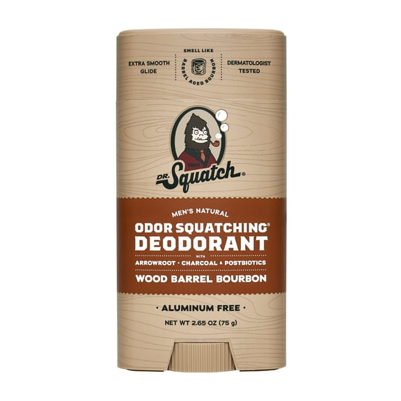 Dr. Squatch Wood Barrel Bourbon Natural Deodorant for Men, 2.65 oz