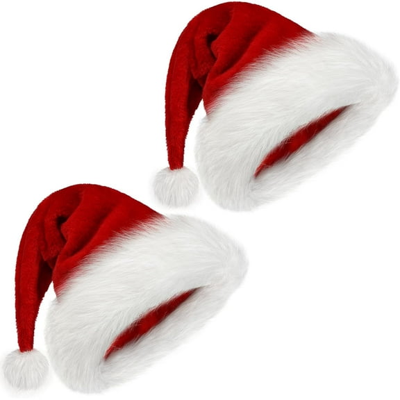 Christmas Hat, Santa Hat Holiday for Adults Unisex Fabric Comfort Thicken Fur Xmas Hat for New Year Festive Party