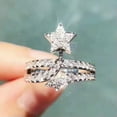 thumbnail image 2 of K-KED Luxury Women 925 Silver Star Rings Gifts Cubic Zirconia Delicate Jewelry Size 6-10-9-Silver, 2 of 7