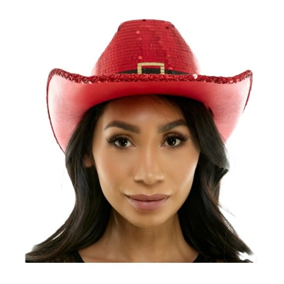 Santa Cowboy Cowgirl Hat - Mirror Ball - Christmas - Deluxe Costume Accessory