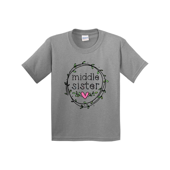 Inktastic Middle Sister Leaves, Circle, Heart Youth T-Shirt