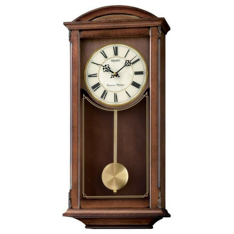 Seiko Arched Pendulum Clock and Dual Chimes, QXH030BLH, Brown, Traditional  Wooden, Quartz, Analog