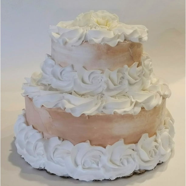Fake Rustic Wedding Cake Two Tier with Ivory Roses Prop