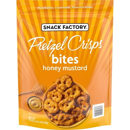 Snack Factory Pretzel Crisps Bites, Honey Mustard Pretzels, 27 oz