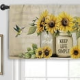 thumbnail image 4 of Sunflower Hummingbird Kitchen Curtain Valance 54W x 18H Rod Pocket Farmhouse Rustic Plant Vintage Inspirational Window Treatment for Living Room Bedroom Bathroom, 4 of 5