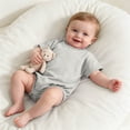 thumbnail image 5 of YUGYXL Baby Bubble Onesie Romper Clothes Short Sleeve Summer Solid Color T-Shirt Footless Outfits Silver Jumpsuit, 5 of 6