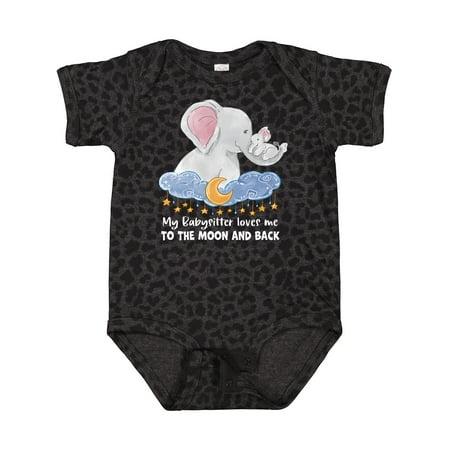 

Inktastic My Babysitter Loves Me to the Moon and Back Elephant Family Gift Baby Boy or Baby Girl Bodysuit