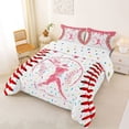 thumbnail image 2 of Erosebridal Pink Dripping Baseball Stitch & Batter Silhouette Graphic Queen Comforter Set 3pcs, Baseball Graphic Bedding Comforter Set for Girls Kids,Lightweight Room Decor, 2 of 6