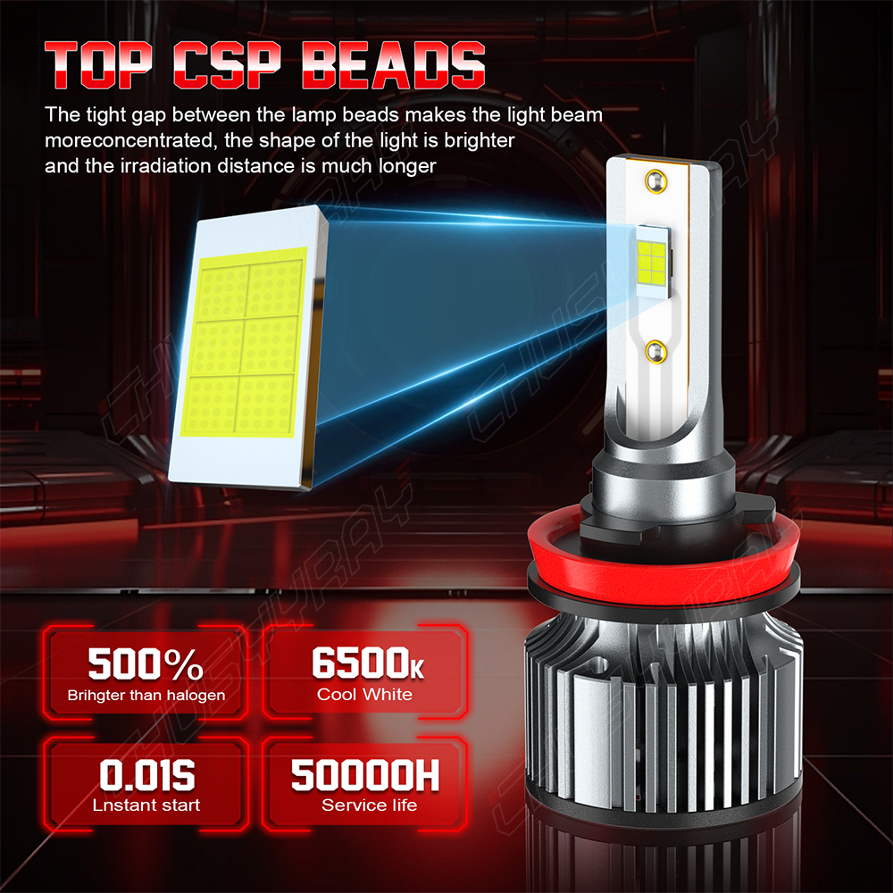 H11 H9 H8 LED Headlight Bulbs Hi/Low Beam Light 72000LM 200W High Power Easy Installation