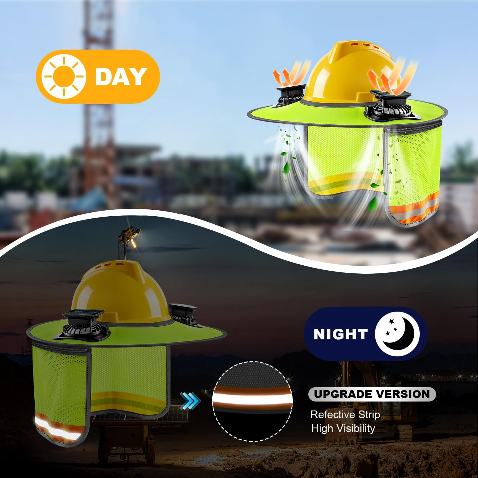 Hard Hat Sun Shade, Hard Hat Visor Full Brim Hardhat Sun Shield