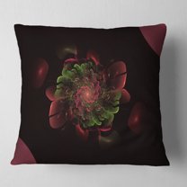 Designart Dark Purple Rounded Fractal Flower - Floral Throw Pillow - 18x18