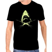 Universal Mens Jaws Crossed Harpoon Rifles Glow in The Dark T-Shirt