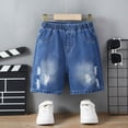thumbnail image 5 of LIIPEE Boys Shorts Casual Summer Lightweight Solid Color Loose Fit Knee Length Ripped Hole Distressed Denim Shorts Kids Outdoor Comfortable Breathable Cute Daily Shorts,6-7 Years, 5 of 9