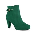 thumbnail image 1 of Unique Bargains Women's Platform Chunky Heel Ankle Boots Green (Size 9), 1 of 7