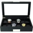 thumbnail image 4 of 12 Slots MDF & PU Leather Watch Display Case Glass Top Jewelry Collection Storage Box Organizer Men/Women, 4 of 4