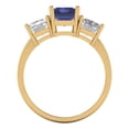 thumbnail image 4 of 4.0ct emerald cut blue tanzanite 18k yellow gold 3 stone Bridal Wedding Engagement Promise Anniversary Ring for Women size 4.5, 4 of 7