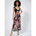 thumbnail image 2 of Women Lace Patchwork Mesh Maxi Dress Floral Print Cutout Sweetheart Neck Backless Slit Summer Y2K Long Dresses Black L, 2 of 5