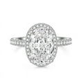 thumbnail image 2 of Blue Jewelry 14K White Gold Plated Ring - 1.9 Ct Oval Cut Moissanite Ring - Ever & Ever Halo-Style Engagement Rings - Wedding Anniversary Silver Ring for Women's - Christmas Gift for Her, 2 of 11