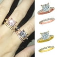 thumbnail image 5 of Mightlink 2Pcs Cubic Zirconia Rings Shiny Square Faux Crystal Alloy Ring Elegant Jewelry Accessories Temperament Women Finger Rings Set Engagement Gift Fashion Jewelry, 5 of 6