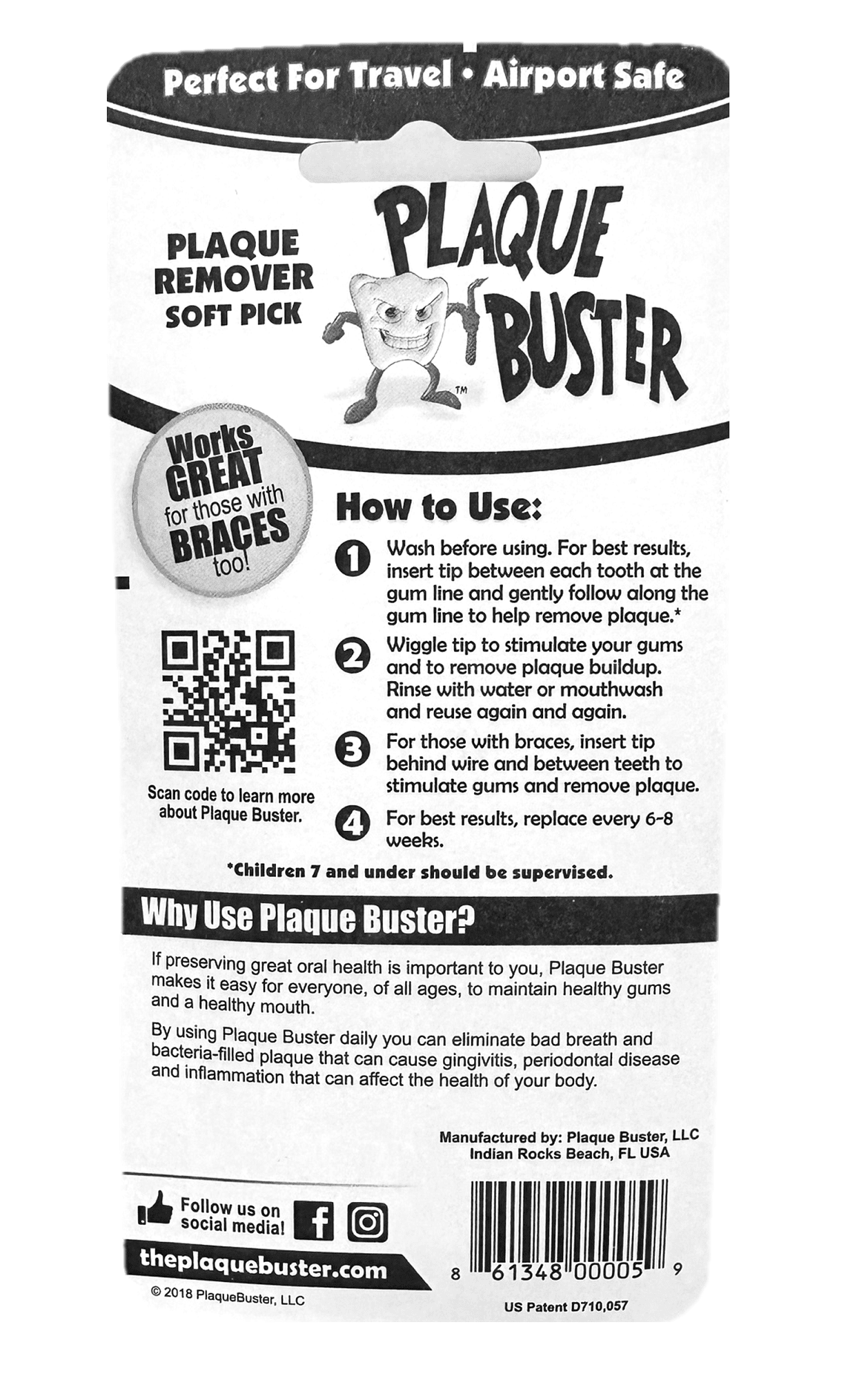 Plaque Buster Gum Stimulator & Plaque Remover, Made in USA, Great for Oral Health and Healthy Gums, Multicolor, 4 Count (Pack of 4)