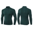 thumbnail image 6 of Performance Compression Long Sleeve Shirt High Elasticity Workout Running Training Athletic Fitness Top Multiple Size Selection Dark Green L, 6 of 6