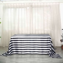 Efavormart 90"x156" Black & White Stripe Satin Rectangle Tablecloth Seamless Tablecloth For Wedding Party Event