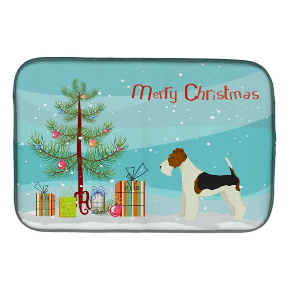 Fox Terrier Christmas Tree Dish Drying Mat