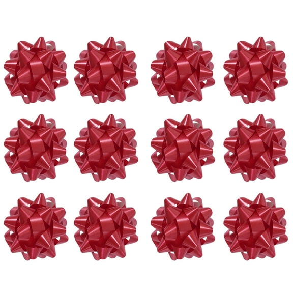 PMU Decorative Confetti Gift Bows 4-1/4 Inch Large Metallic Red (12/Pkg) Pkg/1