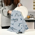 thumbnail image 6 of Kitchen Towels Cute Cartoon Sharks Pattern Cleaning Towel Absorbent Hand Towels Tea Towels for Home Restaurant Dish Clean 28" x 18", 1PC, 6 of 7