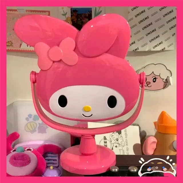 Hello Kitty & My Melody Miroir de Table Cosmétique, Échelle 1/12, Rotatif, Cadre ABS, Miroir Teinté, Style Chinois, 14+