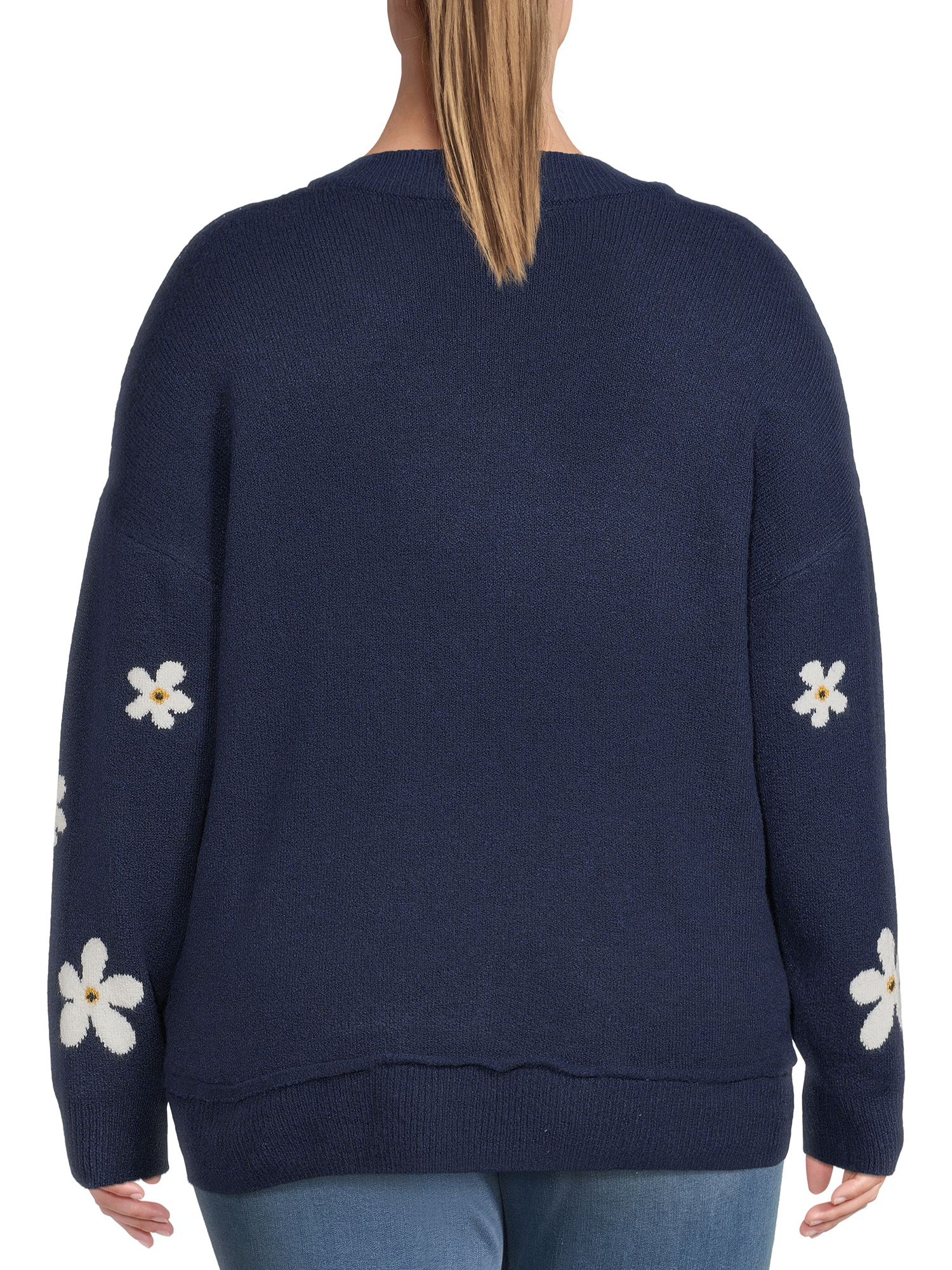 Terra & Sky Women's Plus Size Drop Shoulder Print Sweater, Midweight - image 4 of 5