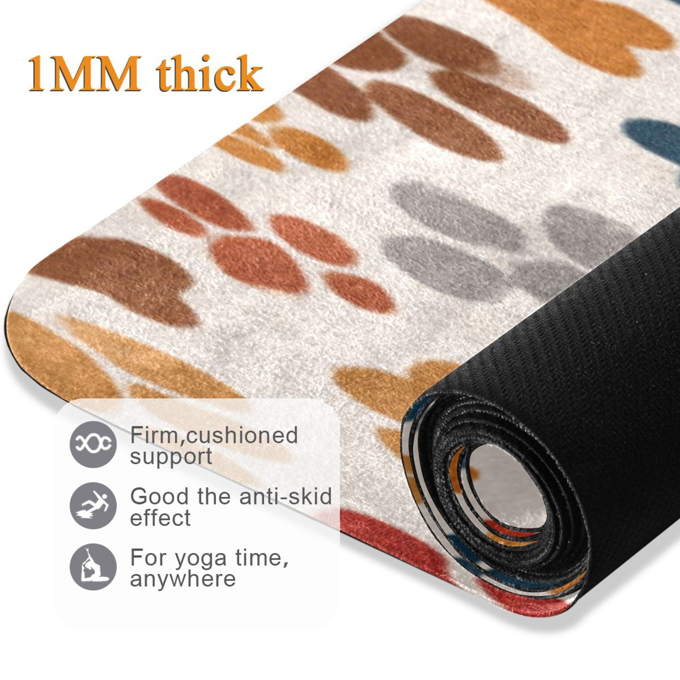 BZSMCE Yoga Mat Women Fitness Mat Earthy Paw Bone Collage Pattern