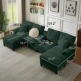 thumbnail image 3 of 121" Modular Corduroy Sectional Sofa Bed with Storage – Modern U-Shaped Design, 4-Seat for Living Room, Apartment or Lounge, with Cup Holders (Green), 3 of 10