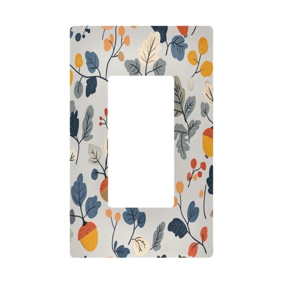 Yayeee Rocker Switch Wall Plate 1-Gang 4.6"x2.9" Home Decorative Outlet Cover, Acorn Leaves Pattern