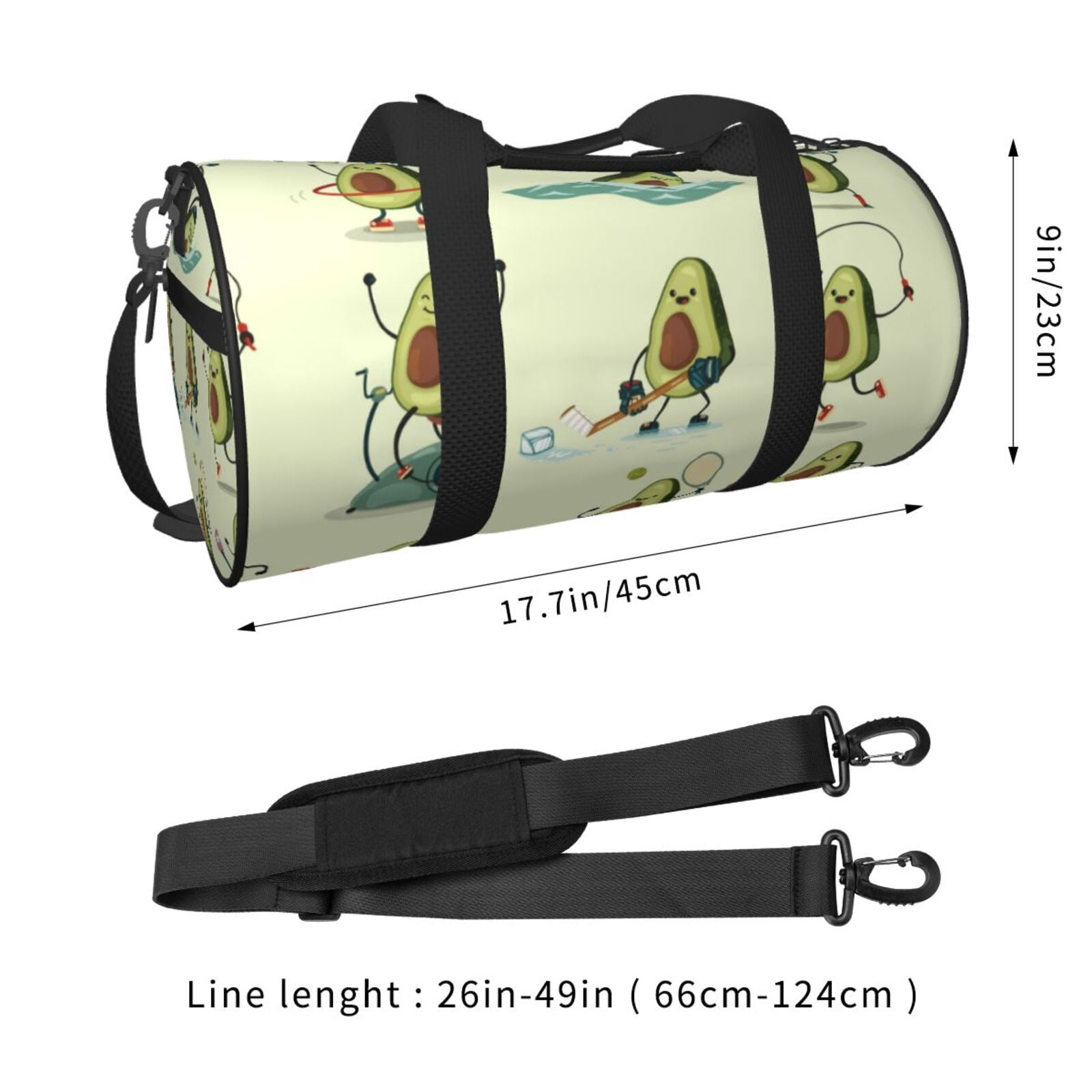 Vsdgher Avocado for Exercise 45L Foldable Duffel Bag, Sports Gym Bag,Overnight Bag, Portable Weekender Bag for Airplanes