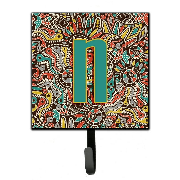 Letter N Retro Tribal Alphabet Initial Leash or Key Holder