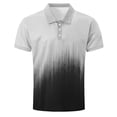 thumbnail image 4 of Mens Gradient Polo Shirts Casual Short Sleeve Athletic T-Shirts Classic Contrast Collar Shirt with Pocket Black S, 4 of 5